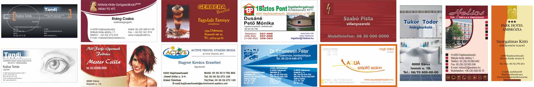 Arculattervezés, névjegykártyák